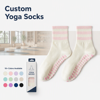 Calcetines de Pilates de Algodón Tejido para Mujer, Calcetines de Yoga Antideslizantes, Calcetines Deportivos Transpirables con Agarre para Ejercicios de Pilates de Verano