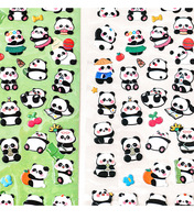 Pabrik Cina disesuaikan desain kartun OEM hewan peliharaan dapat dilepas latar belakang jelas mengkilap Kawaii perencana jurnal Panda stiker gelembung