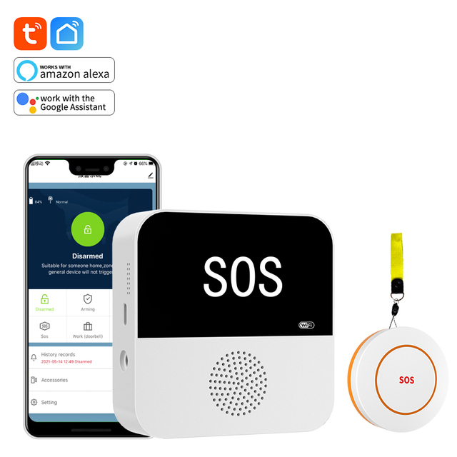 Tuya Wifi Personal Alarm SOS Panic Button Alert System Wireless SOS Emergency Alarm Button for Elderly