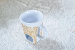 Custom Red Ceramic Fondue <strong>Mug</strong> <strong>Set</strong> Handle Printed Stripe Design Eco-Friendly Durable Coffee <strong>Hot</strong> <strong>Chocolate</strong> Cheese Heating Cups - Product Image 4