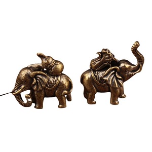 Paire de figurines d'éléphant en laiton pour la richesse et la fortune, décoration de bureau à domicile - Product Image 5