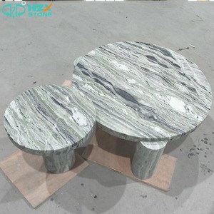 Tavolino da Caffè HZX in Pietra Naturale Personalizzato, Lussuoso Arredo Shangri-La in Marmo Verde Giada per Decorazione Soggiorno - Product Image 1