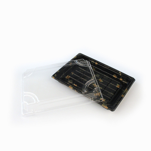 Bandeja Suchi con tapa caja de sushi <span class=keywords><strong>rectangular</strong></span> ecológica plástico PS desechable para llevar contenedores de comida de plástico negro - Product Image 5