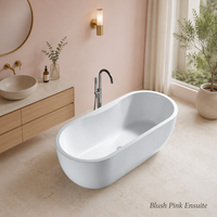 Baignoire ovale autoportante en acrylique pour adultes, idéale pour les bains profonds, pour hôtels et villas