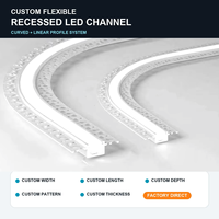 Nouvel article : Profilé LED flexible en aluminium pour cloison sèche, plâtre, bande LED, diffuseur LED encastré avec couvercle en PC, 3m