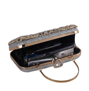 手作りの豪華なクリスタルラインストーンイブニングバッグ花ブリンブリングリッターハンドバッグウェディングバッグ女性クラッチ - Product Image 6