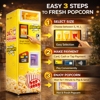 Distributeur automatique de pop-corn robotisé à monnayeur 220V, état neuf, pour pop-corn au caramel, 1800W, usage commercial, 3 min