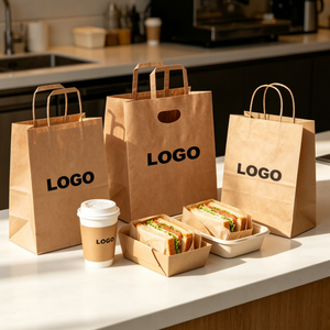 Sacs en papier kraft imprimés avec poignée, sacs cadeaux écologiques pour boutiques de détail, personnalisation du logo - Product Image 3