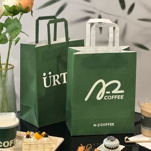 ถุงกระดาษคราฟท์คุณภาพสูงสำหรับใส่อาหารแบบนำกลับบ้าน รีไซเคิลได้ พิมพ์โลโก้และหูหิ้วตามสั่ง สำหรับร้านกาแฟแบบเชน - Product Image 2