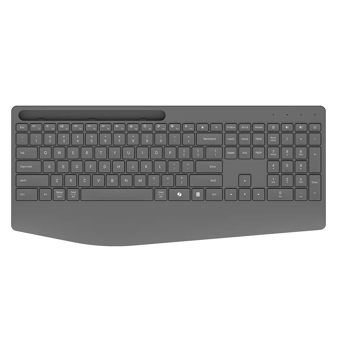 COUSO AI Copilot Key Keyboard with Phone Holder Full Size 111 Keys Scissor Silent Ergonomic Wireless Keyboard with Wrist Rest