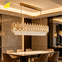 Lustre en cristal long, style moderne et luxueux, pour salle à manger d'hôtel, restaurant occidental