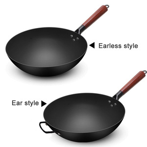 Juego de Wok Multifuncional Innovador de Hierro Fundido, Antiadherente, con Mango de Madera, Diseño Moderno, Ecológico, para Cocina de Gas, Uso Doméstico y en Restaurantes - Product Image 2