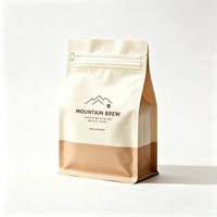 Sachet de café en PE de qualité alimentaire, personnalisé avec logo OEM, fond plat mat, refermable, avec valve de dégazage