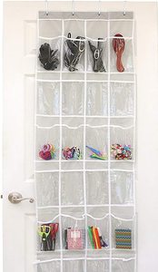 Organisateur de chaussures pliable à 24 poches, accessoires ménagers transparents au dessus de la porte - Product Image 3