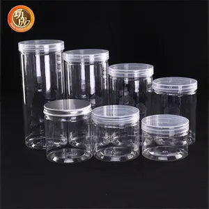 Cheap empty clear candy honey spice 500ml wide mouth food plastic jars with screw top lids