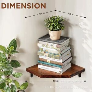 Wooden Triangular <b>Wall</b> <b>Mounted</b> Corner <b>Shelf</b> For Living Room Kitchen Storage Rack Durable Polygon Shape 1 Layer - Product Image 5