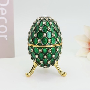 SHINNYGIFTS - Adorno de Huevo Fabergé de Lujo en Esmalte, Caja de Joyas con Pedrería, Decoración para el Hogar, Regalo - Product Image 2
