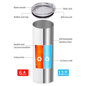 20 أونصة من الفولاذ المقاوم للصدأ معزول أبيض فارغ نحيل مستقيم التسامي بهلوان 20 أونصة مع القش - Product Image 5