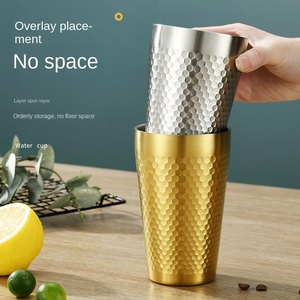 Tazza in Acciaio Inox 304 con Texture a Nido d'Ape, Bicchiere Impilabile per Caffè e Acqua, per Ristoranti, Bar e Feste, 350ml - Product Image 4