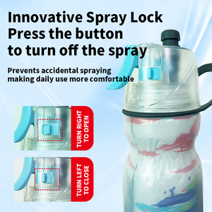 Botella de agua de plástico de 600ml Botella de agua con rociador de niebla de agua deportiva con función de frío - Product Image 4