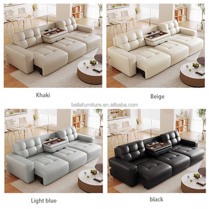 मालिश फ़ंक्शन के साथ शून्य दीवार-माउंट इलेक्ट्रिक चमड़े के सोफे बिस्तर आधुनिक डिजाइन छोटे लिविंग रूम के लिए तीन सीट रिमोट कंट्रोल - Product Image 2