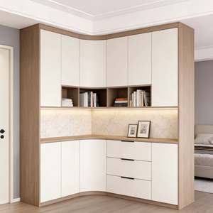 Armoire de chambre à coucher sur mesure haut de gamme, panneau texturé et niche intégrée, placard en bois avec miroir et banc de rangement - Product Image 5