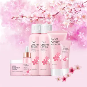 factory price cherry skincare set facial anti-aging vegan natural skin care kit firming women organic whitening skin care set