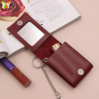 Stock prêt cuir rouge à lèvres couverture en cuir miroir housse de protection petit bijoux rouge à lèvres boîte de rangement