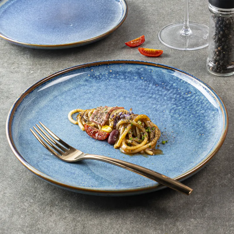 colored glaze blue luxury porcelain tableware ceramic dinnerware set dinner for restaurant hotel