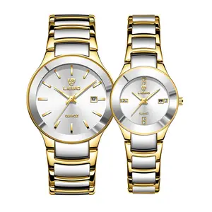 OEM pareja cuenco reloj oro plata intergold L1034MTGD moda cuarzo reloj de fábrica MOQ logotipo personalizado amante reloj