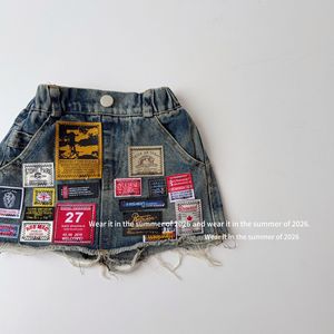 <span class=keywords><strong>Falda</strong></span> <span class=keywords><strong>vaquera</strong></span> para niñas con bordado y parches, moda de verano 2026, al por mayor - Product Image 4