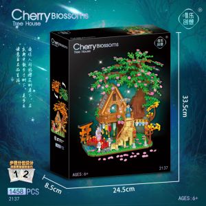 Idee 2137 2 1 fiore di ciliegio Mini romantica casa sull'albero Set ABS regali di compleanno per adulti bambini educativi - Product Image 5