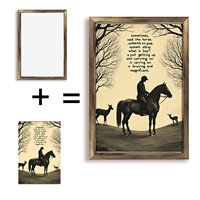 Toile encadrée en bois de 20x30 cm avec scène de camping