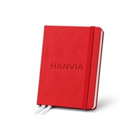 Carnet à couverture rigide en cuir PU A6 personnalisé pour Red Pocket, avec grille, reliure cousue, fermeture élastique, papier 80 g/m² sans acide, planificateur de notes