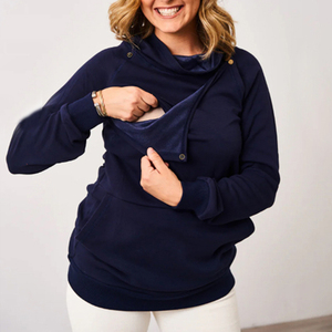 Felpa <span class=keywords><strong>premaman</strong></span> personalizzata invernale da donna con canguro tuta per l'allattamento al seno felpa con tasche per madre e bambino - Product Image 2