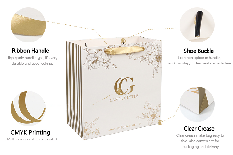 White luxury give away for customer thank you perfume gift bag with handle