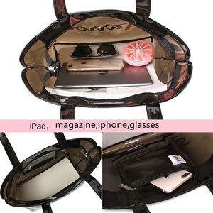 Sacs fourre-tout transparents en PVC écologiques personnalisés avec logo, sacs de shopping transparents à la mode, sacs de plage ouverts imperméables à bandoulière – Vente en gros - Product Image 2