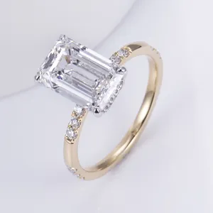 Customized Women Personal 3.0ct Emerald Diamond Igi Certified Lab Grown Diamond Ring 18k Solid Gold Ring