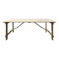 Table de ferme pliante antique de style campagnard en bois massif dur Banquet Événement de mariage Fête