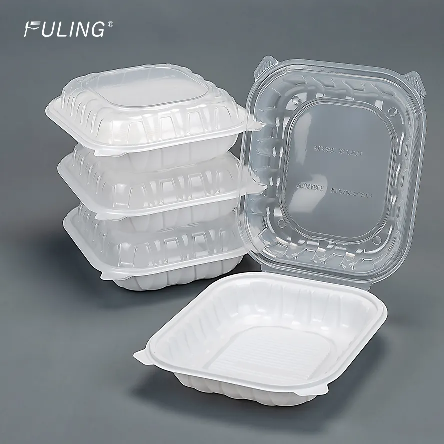 FULING Hinged Take Out Box Lebensmittel zum Mitnehmen Behälter fach Clam shell Container 8 Zoll 9 Zoll