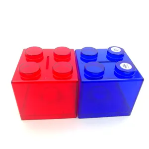 Logo personnalisé carré brique pièce conteneur bloc de construction en forme de tirelire en plastique tirelire en plastique boîte d'épargne en plastique pour la promotion