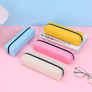 للبيع بالجملة حقيبة أقلام بسيطة ind Niche قلم رصاص حقيبة يمكن طباعة الشعار لون خالص حقيبة قرطاسية صغيرة محمولة - Product Image 3