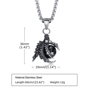 Collier personnalisé avec pendentif en forme de griffe de dragon, perles en verre, bijoux animaux - Product Image 5