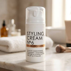 Crème lissante sans rinçage qualité salon - Traitement capillaire coiffant 72H anti-frisottis réparateur pour cheveux décolorés et abîmés 100ml avec pompe - Product Image 3
