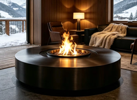 Brasero à gaz rond sur pied surdimensionné, table de feu extérieure de grande capacité pour divertissement nocturne dans le jardin et sur la terrasse