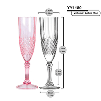 Flûtes à champagne réutilisables en plastique sans BPA de 8 oz, motif diamant, gobelet à vin pour événements de mariage, restauration, boîte personnalisée disponible