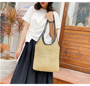 Bolso <span class=keywords><strong>de</strong></span> mano <span class=keywords><strong>de</strong></span> hombro hueco con logotipo personalizado para mujer, <span class=keywords><strong>de</strong></span> moda, grande, <span class=keywords><strong>de</strong></span> mimbre tejido, para <span class=keywords><strong>playa</strong></span>, verano, tipo cubo, <span class=keywords><strong>de</strong></span> paja - Product Image 1