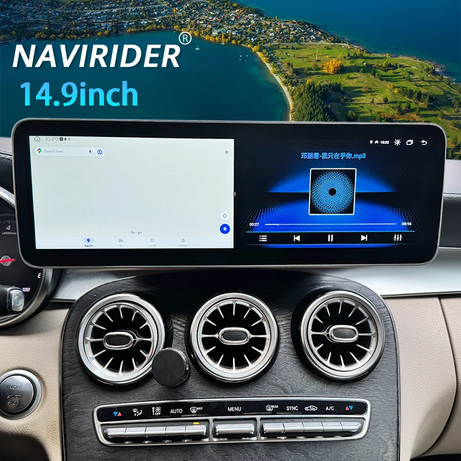 14,9 дюймов для Mercedes Benz C Class GLC 2015-2018 NTG 5,0 приборной панели автомобиля радио андроид экран мультимедийная навигация Carplay GPS