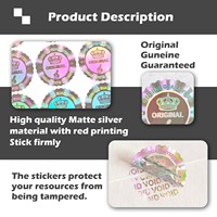 Étiquette de sécurité holographique inviolable et étanche, garantie d'authenticité, sceau de garantie inviolable, design Couronne et Pouce