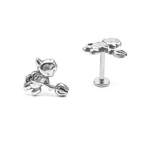 Boucles d'oreilles labret en acier inoxydable 316L avec des motifs mignons d'animaux, de feuilles et de sports |   Bijoux pour le corps hypoallergéniques - Product Image 1